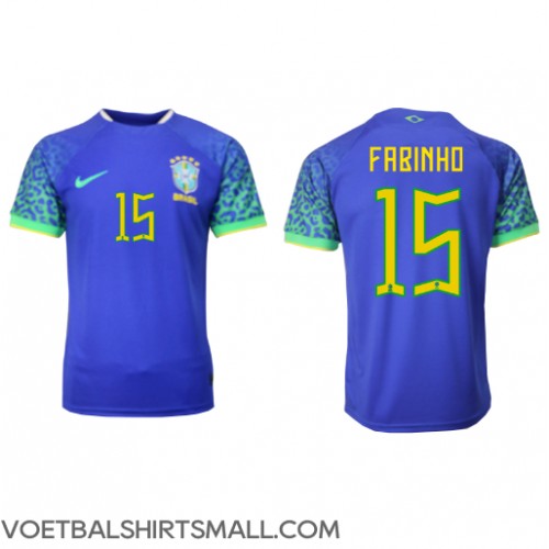 Brazilië Fabinho #15 Voetbalkleding Uitshirt WK 2022 Korte Mouwen